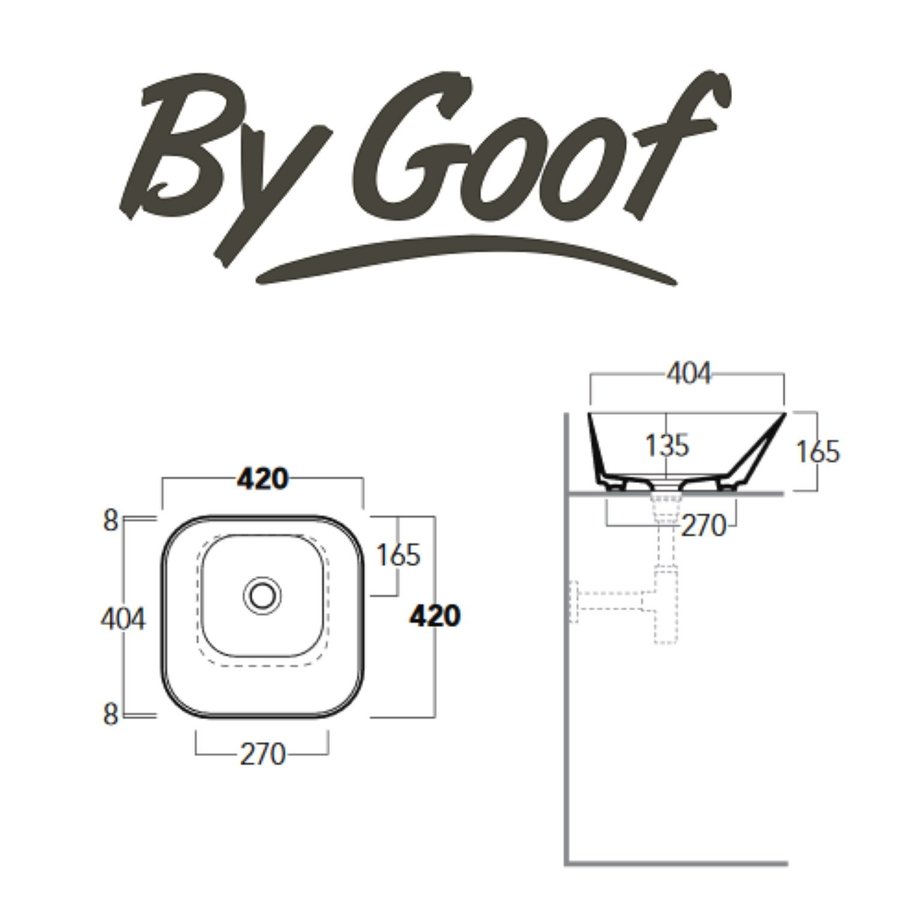 Waskom By Goof Mees Design Opbouw Wastafel Vierkant 42x42 cm Mat Wit