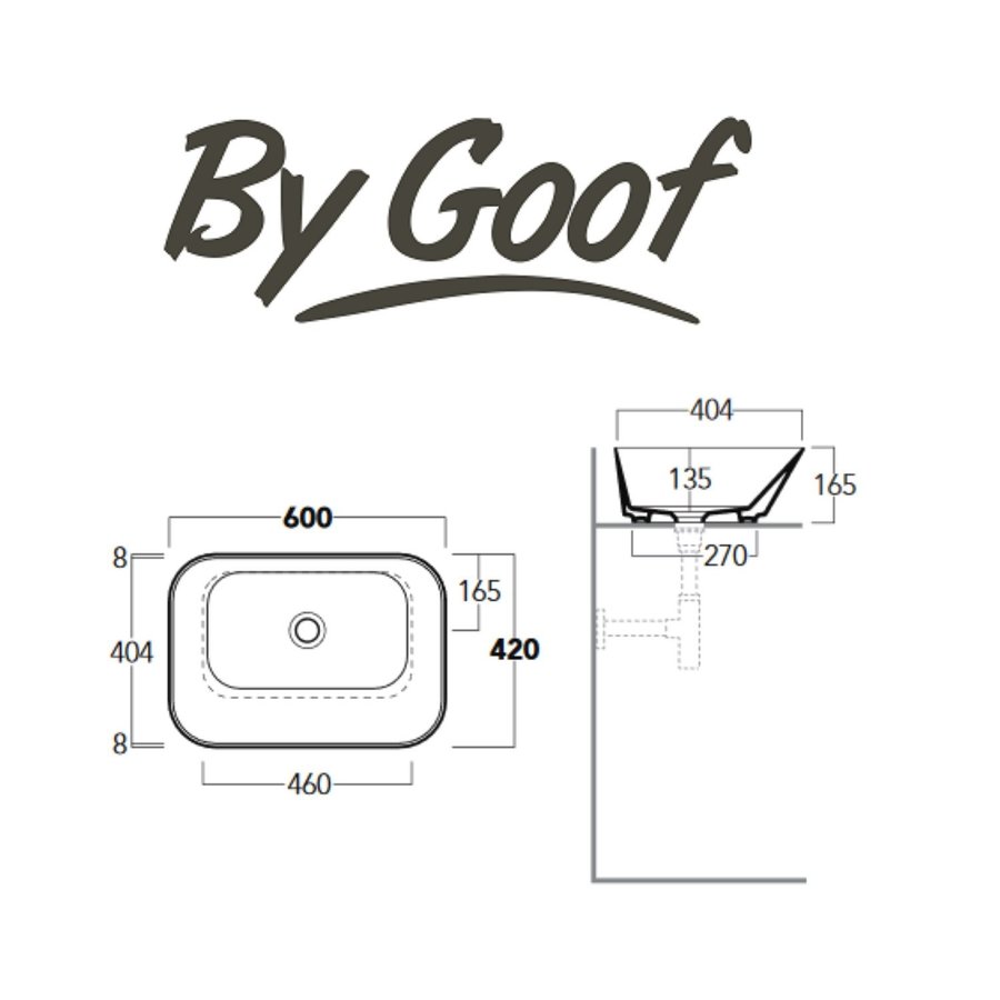 Waskom By Goof Mees Design Opbouw Wastafel Rechthoek 60x42 cm Mat Zwart