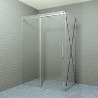 Douchedeur Boss & Wessing Rollo Schuifdeur 120x200 cm 8 mm Nano coating RVS Look