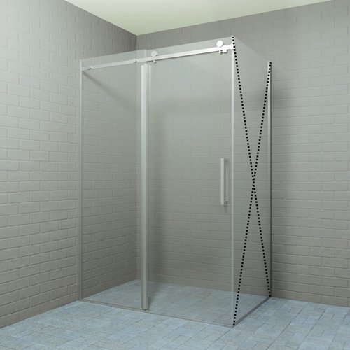 Douchedeur Boss & Wessing Rollo Schuifdeur 120x200 cm 8 mm Nano coating RVS Look 