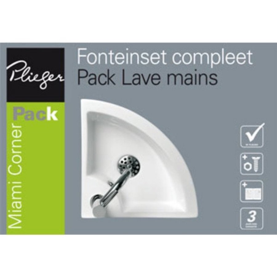 Plieger Miami Hoekfonteinset Wit 32x32CM