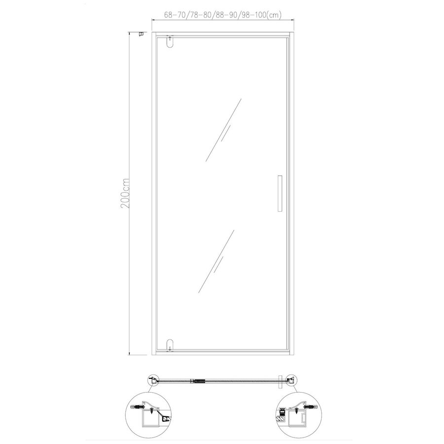 Nisdeur Best Design Baron 90x200 cm Nano Glas 8 mm Mat Zwart