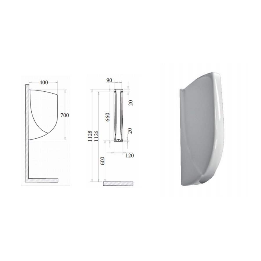 Schaamschot Sanicare Rondo 70x40 cm Keramiek Wit