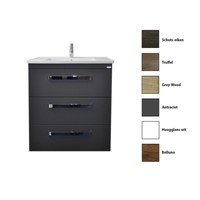 Onderkast Sanicare Q9/Q10 Drie Laden Chromen Greep Soft-Close 65x46 cm Belluno-Eiken