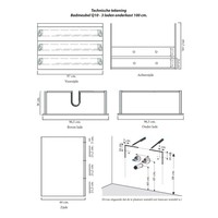 Onderkast Sanicare Q9/Q10 Drie Laden Chromen Greep Soft-Close 100x46 cm Belluno-Eiken