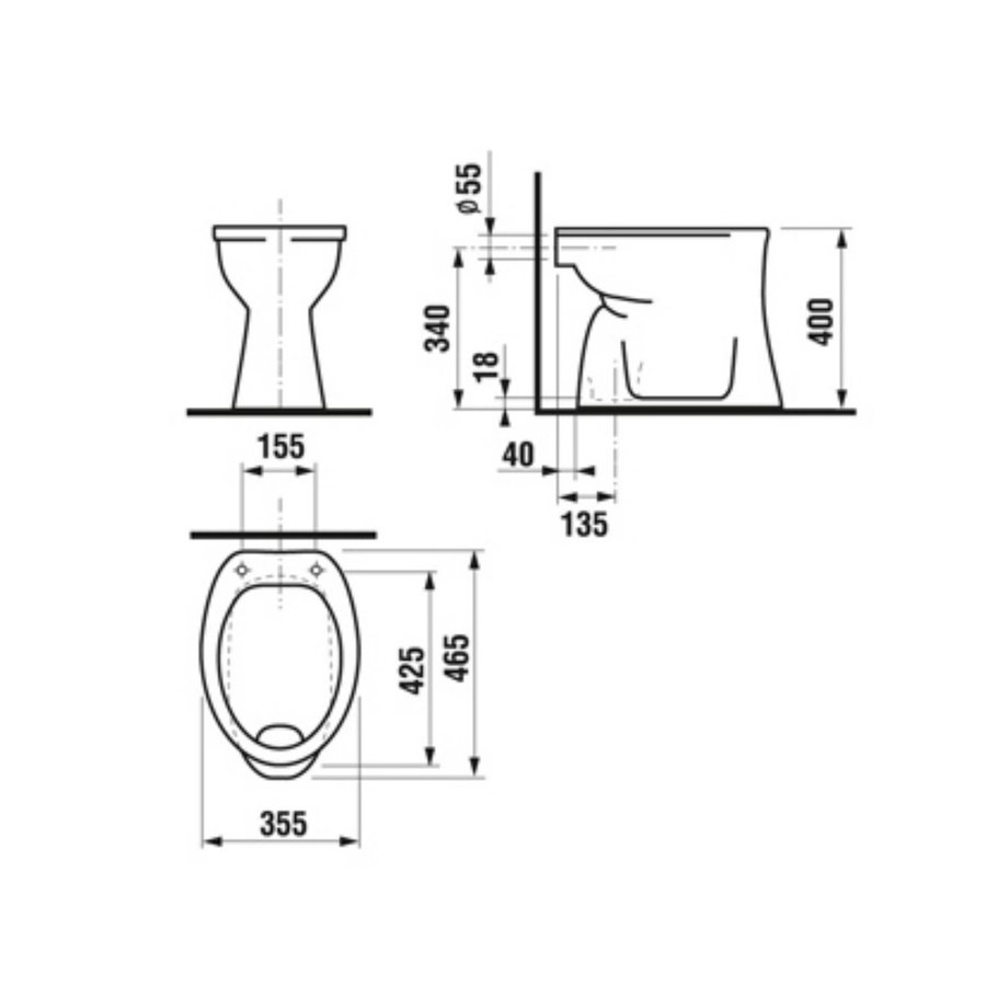 Toiletpot Plieger Brussel Vlakspoel Wit