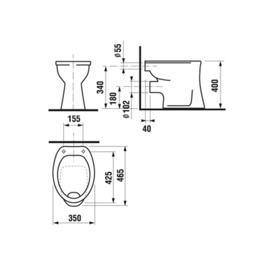 Toiletpot Plieger Brussel Vlakspoel Zonder Bril Wit