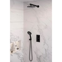 Inbouw Regendouche Set Brauer Black Edition Wanduitloop Ronde Hoofddouche 20 cm Met Handdouche 3 Standen Mat Zwart