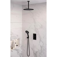 Inbouw Regendouche Set Brauer Black Edition Plafond Uitloop Ronde Hoofddouche 30 cm Met Handdouche 3 Standen Mat Zwart