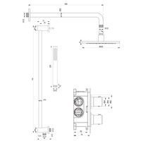 Inbouw Regendouche Set Brauer Black Edition Gebogen Wanduitloop Ronde Hoofddouche 20 cm Met Glijstang Mat Zwart