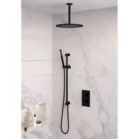 Inbouw Regendouche Set Brauer Black Edition Plafond Uitloop Ronde Hoofddouche 30 cm Met Glijstang Mat Zwart