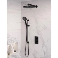 Inbouw Regendouche Set Brauer Black Edition Wanduitloop Ronde Hoofddouche 30 cm Met Glijstang en Handdouche 3 Standen Mat Zwart