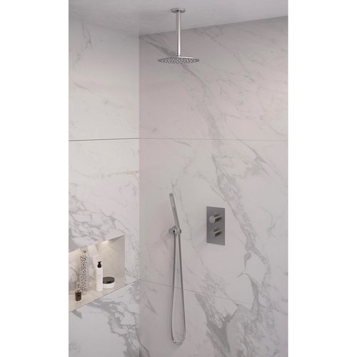 Inbouw Regendouche Set Brauer Brushed Edition Plafond Uitloop Ronde Hoofddouche 20 cm RVS Look 