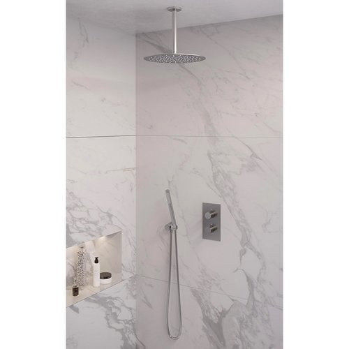 Inbouw Regendouche Set Brauer Brushed Edition Plafond Uitloop Ronde Hoofddouche 30 cm RVS Look 