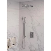 Inbouw Regendouche Set Brauer Brushed Edition Wanduitloop Ronde Hoofddouche 20 cm Met Glijstang RVS Look