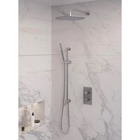 Inbouw Regendouche Set Brauer Brushed Edition Gebogen Wanduitloop Ronde Hoofddouche 30 cm Met Glijstang RVS Look