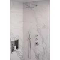 Inbouw Regendouche Set Brauer Brushed Edition Gebogen Wanduitloop Ronde Hoofddouche 20 cm Met Twee Stopkranen RVS Look