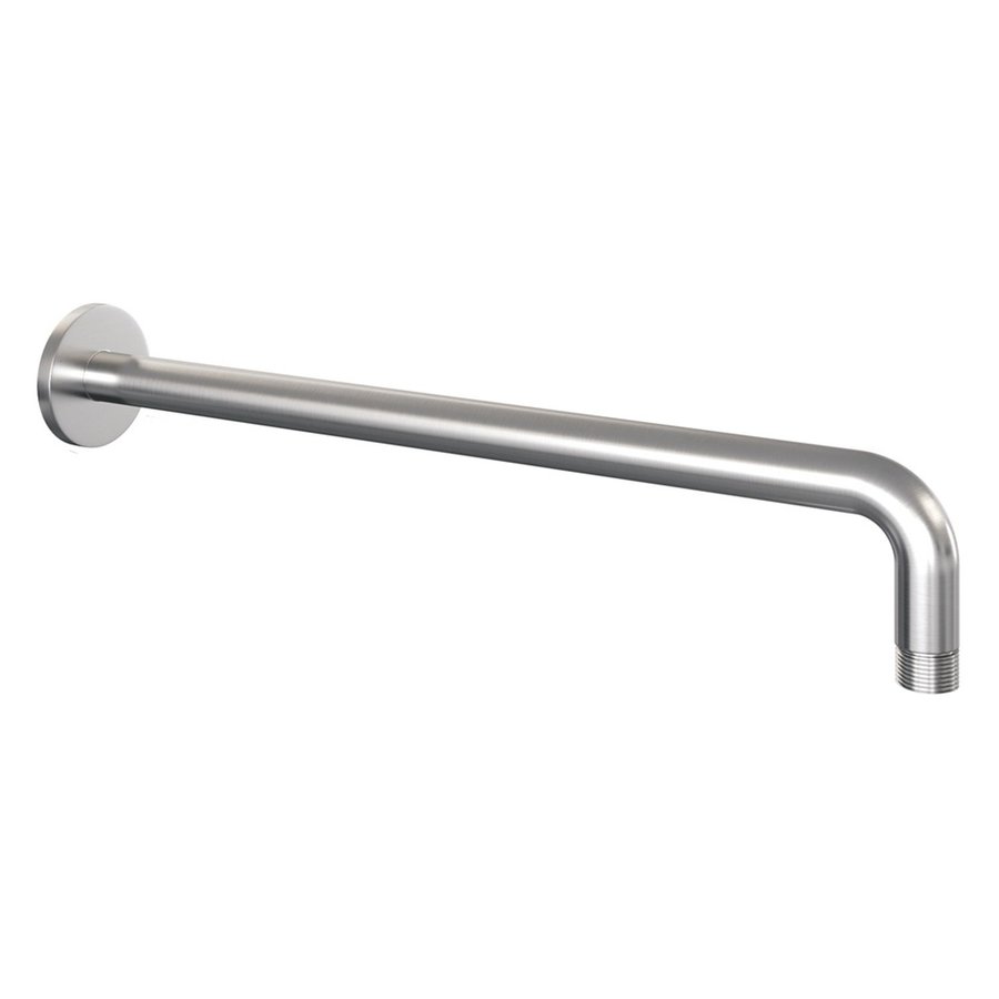 Inbouw Regendouche Set Brauer Brushed Edition Gebogen Wanduitloop Ronde Hoofddouche 20 cm Met Twee Stopkranen RVS Look