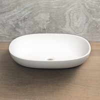 Opzetwastafel Luca Sanitair Ovaal 57x38x13.5 Solid Surface Mat Wit
