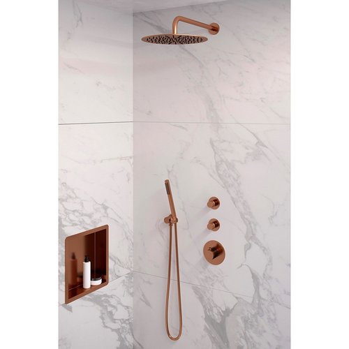 Inbouw Regendouche Set Brauer Copper Edition Gebogen Wanduitloop Ronde Hoofddouche 30 cm Met Twee Stopkranen Koper 