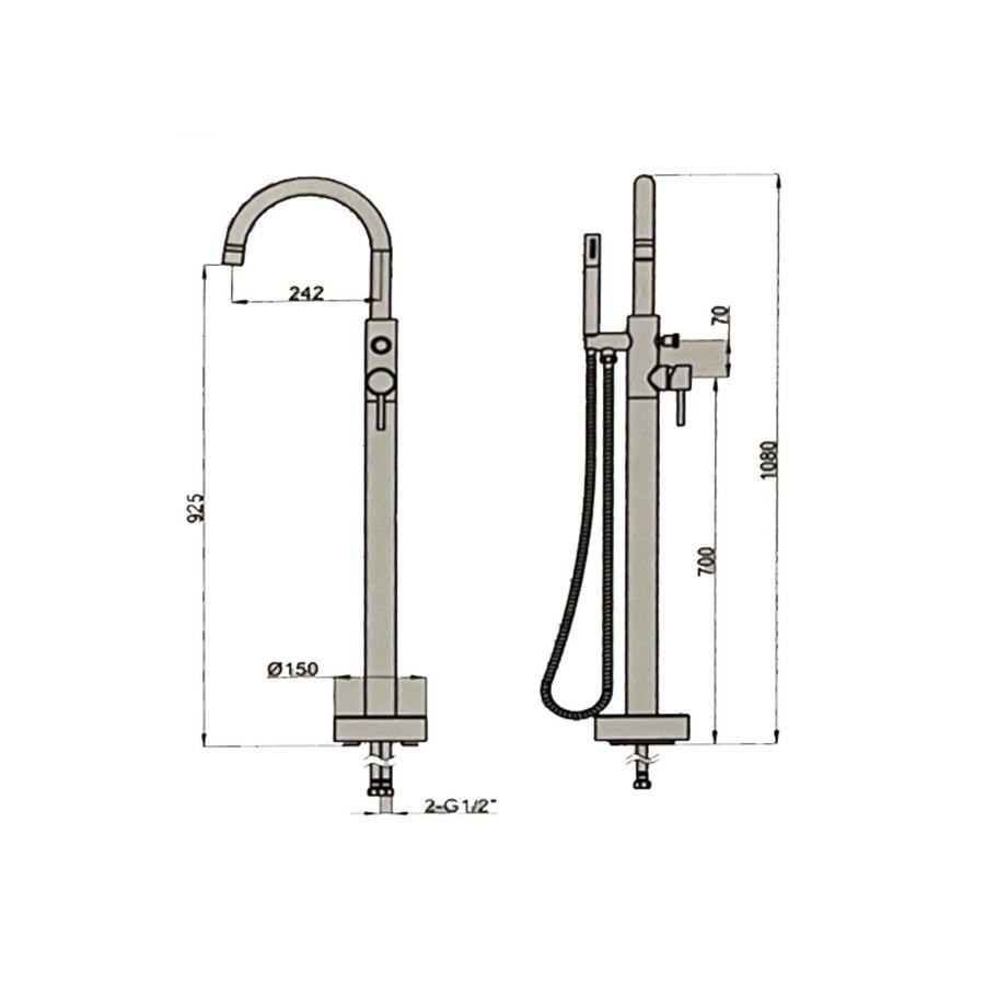 Vrijstaand Badmengkraan Sanilux Rond RVS
