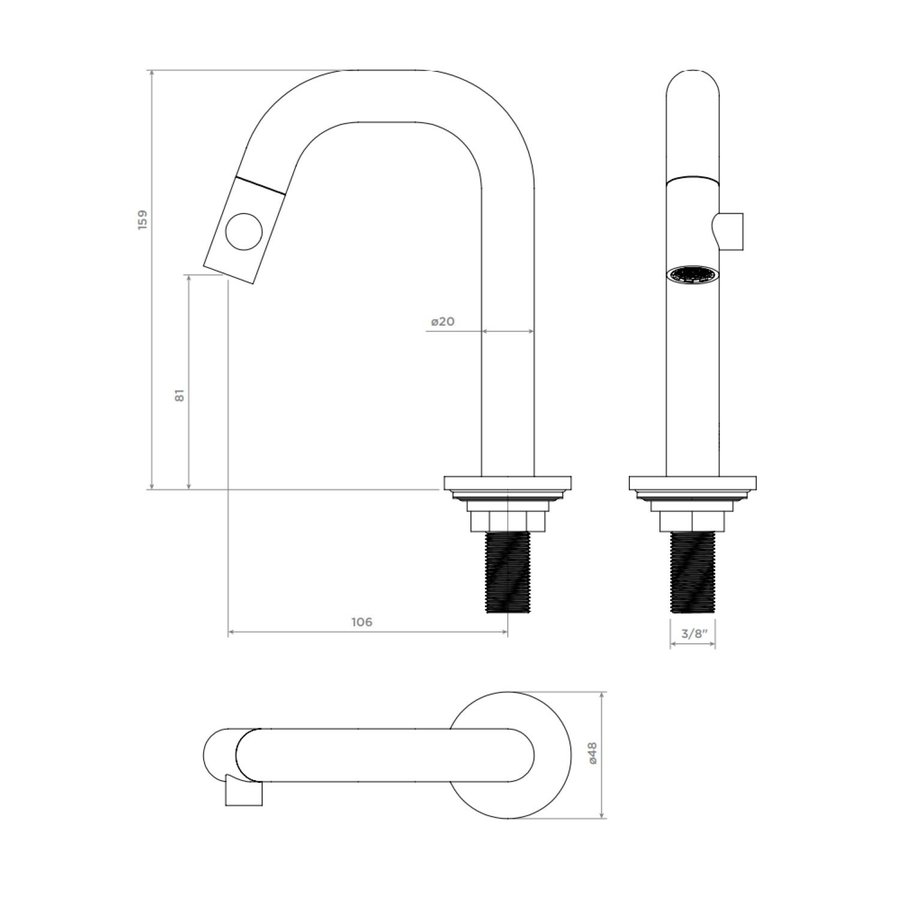 Clou Kaldur Fonteinkraan Met Korte Uitloop Rechts 15.9x4.8x10.6cm Mat Wit