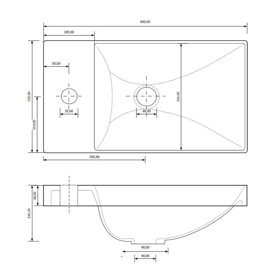 AKTIE! Fonteinmeubel Boss & Wessing Paris 40 cm Rustiek Eiken (1 kraangat)