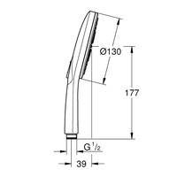 Handdouche Grohe Rainshower SmartActive 130 Rond 13cm Hard Graphite Geborsteld