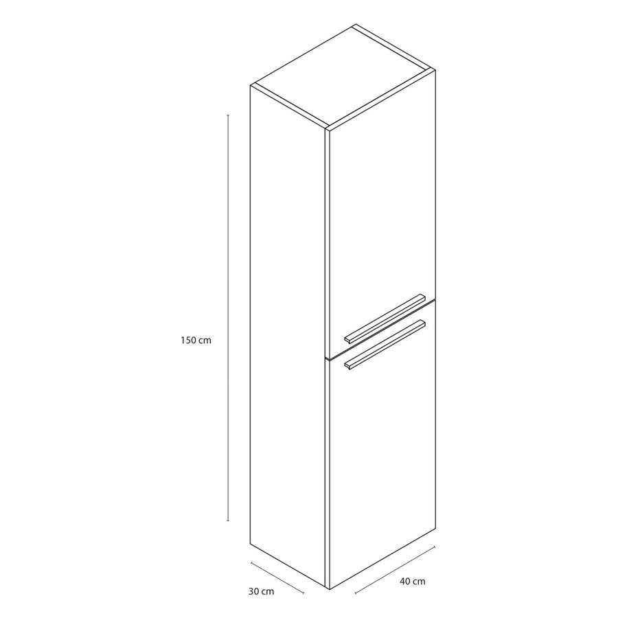 Badkamerkast Differnz Flow 150x40x30cm Grijs Eiken