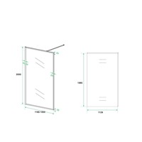 Inloopdouche Aqua Splash Vidrios 120x200 cm 10 mm Met Stabilisatiestang NANO Mat Zwart