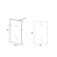 Inloopdouche Aqua Splash Vidrios 110x200 cm 10 mm Met Stabilisatiestang NANO Mat Zwart