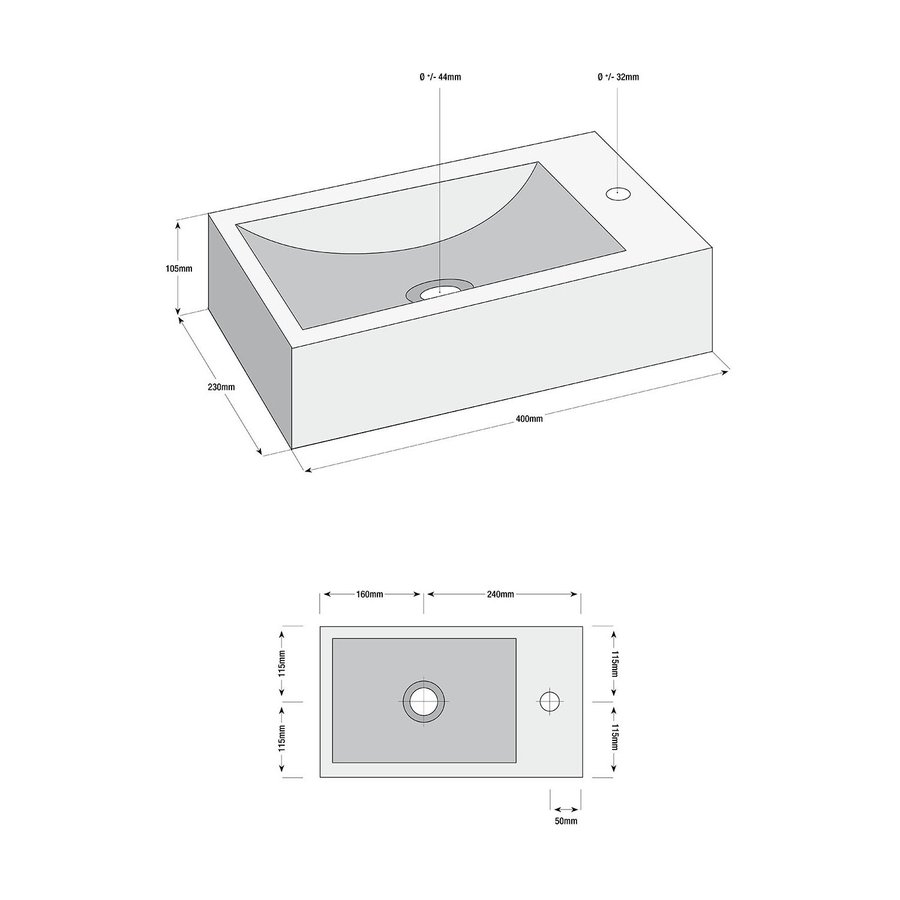 Fonteinset Aqua Splash Guilla 40x23x10.5 cm Natuursteen Rechts Zwart