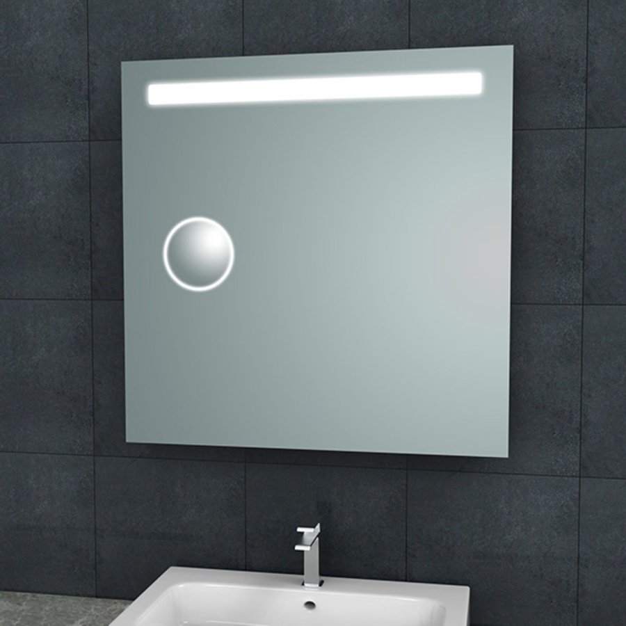 Badkamerspiegel Aqua Splash Mire Rechthoek Inclusief LED Verlichting + Scheerspiegel 80 cm