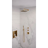 Brauer Regendoucheset Inbouw Brauer Gold Edition Thermostatisch 30cm met Gebogen Wandarm en Handdouche Staaf Losse Stopkranen Geborsteld Goud