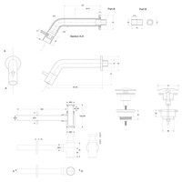 Fonteinkraanset INK Inbouw Inkortbaar Inclusief Waste en Design Sifon Chroom