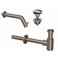 Fonteinkraanset INK Inbouw Inkortbaar Inclusief Waste en Design Sifon Brushed Nickel