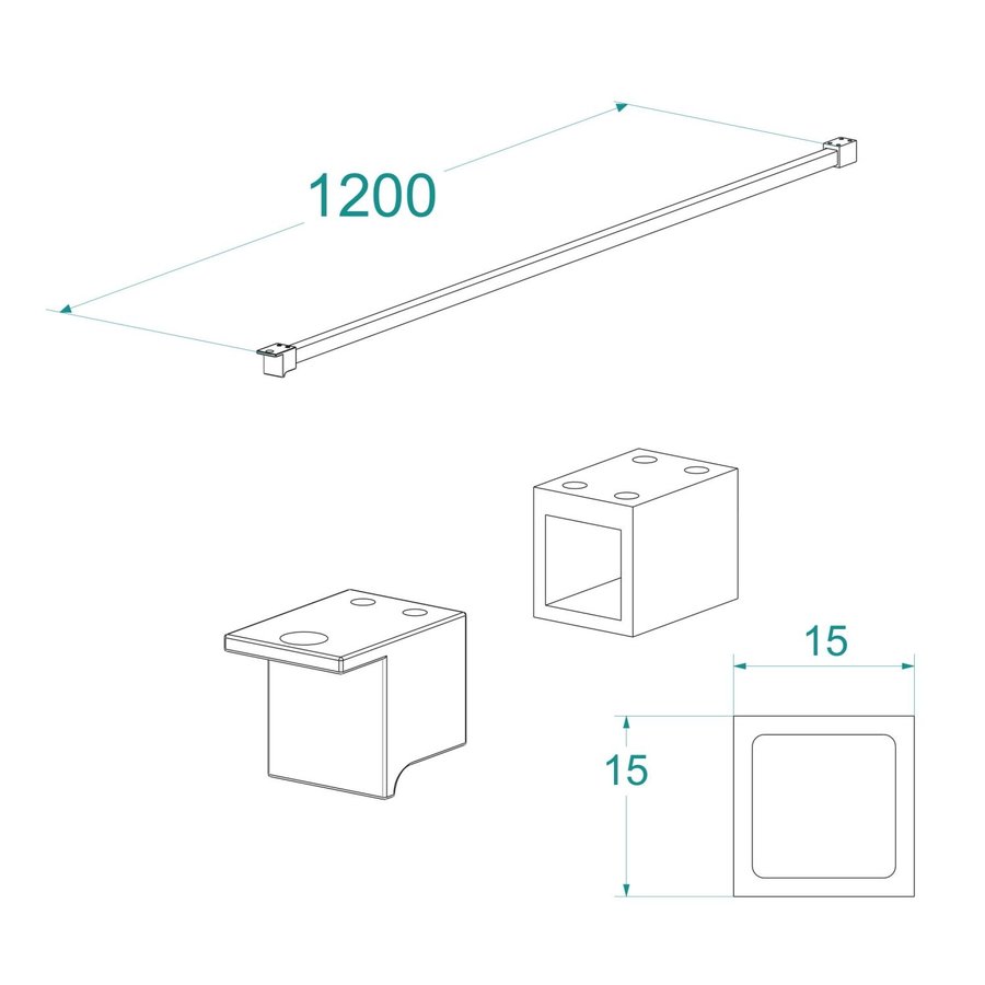 Stabilisatiestang Wiesbaden Square 120 cm Compleet Mat Zwart