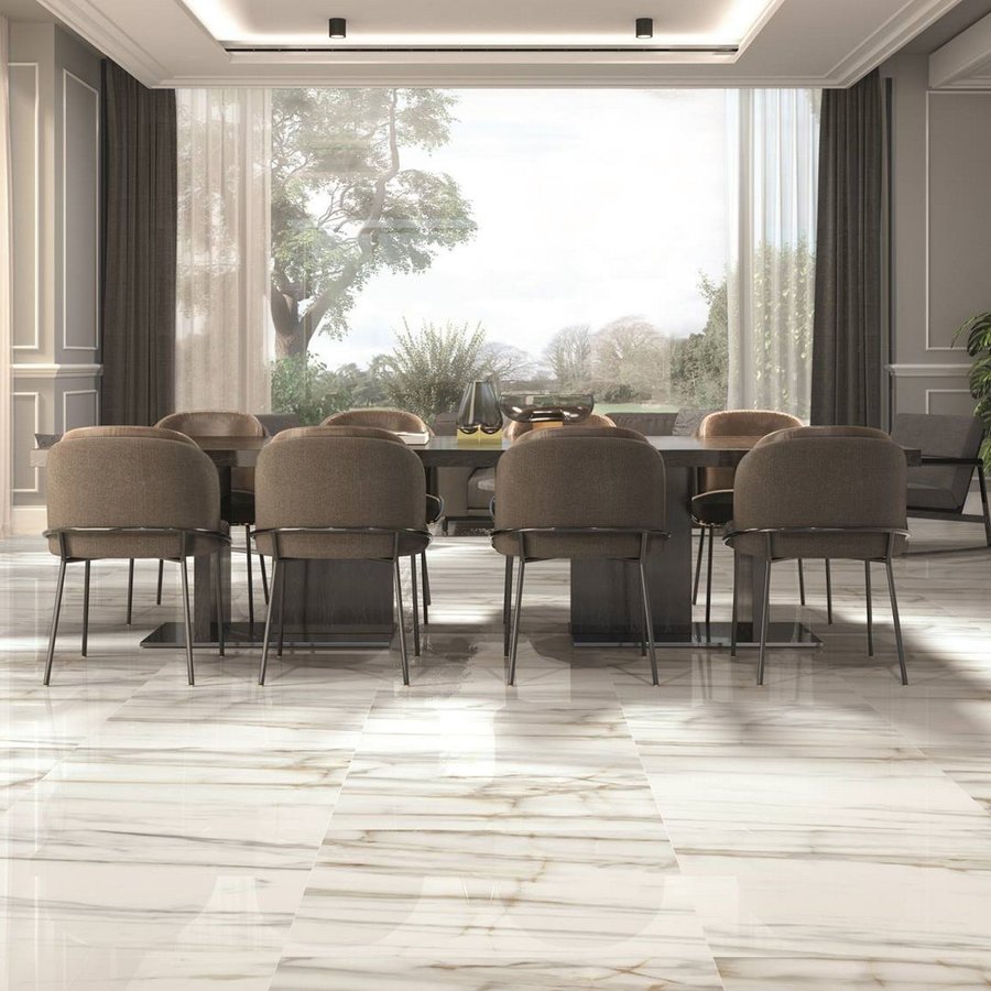 Vloertegel XL Etile Venato Gold Glans 120x260 cm (3.12m² per Tegel)