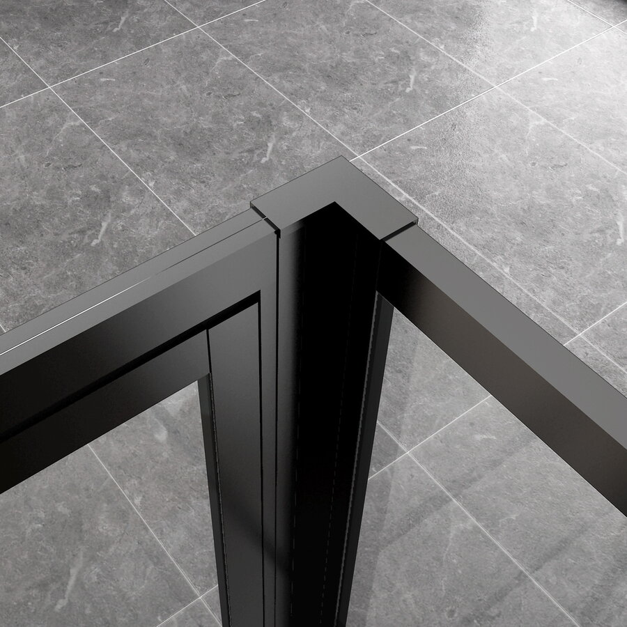 BWS Nisdeur INDUS met Vast Paneel 140x200 cm 8 mm NANO Glas Omkeerbaar Mat Zwart