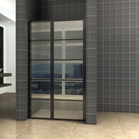 BWS Nisdeur INDUS met Vast Paneel 110x200 cm 8 mm NANO Glas Omkeerbaar Mat Zwart