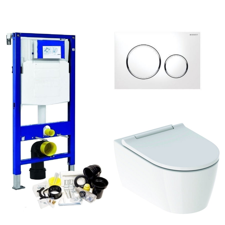 Geberit UP320 Toiletset set69 Geberit ONE Rimless Diepspoel Turboflush Wit met Sigma 20 drukplaat