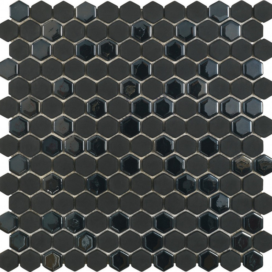 Mozaiek Tegels Dune Hip Hop-DK Hexagon 30.1x29.7 cm Recycled Glas Zwart (Doosinhoud 1.34 m2)