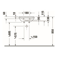 Fontein Duravit D-Neo Inbouw Met Kraanvlak 1 Kraangat 45 cm Hoogglans Wit