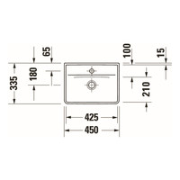 Fontein Duravit D-Neo Inbouw Met Kraanvlak Zonder Kraangat 45 cm Hoogglans Wit