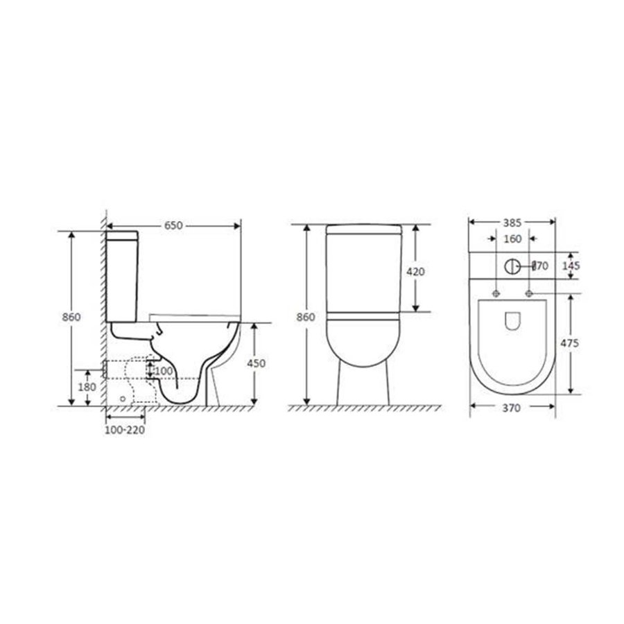 Toiletpot Differnz Staand Duoblok Rimless Mat Zwart