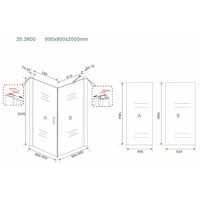 Douchecabine Wiesbaden Uni Klapdeur Vierkant 90x90x200 cm 8 mm NANO coating Mat Zwart