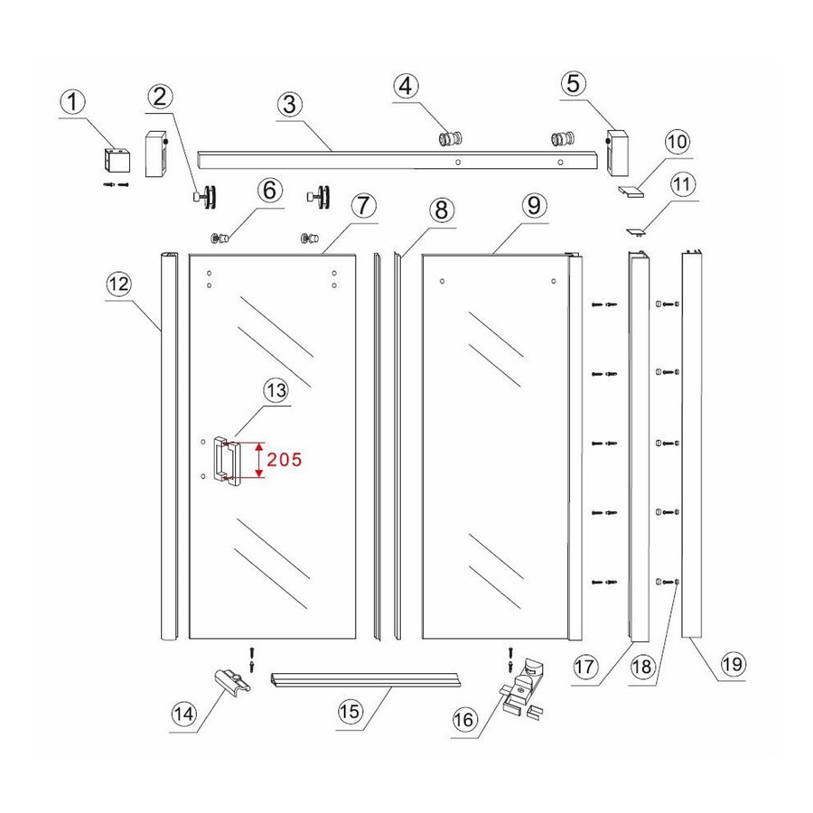 Nisdeur Wiesbaden Schuifbaar 2-Delig 160x200 cm 8 mm NANO