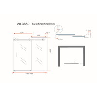 Wiesbaden schuifbare nisdeur  2-d. 1200x2000 chr.8mm NANO