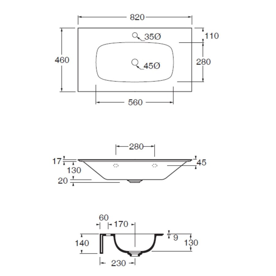 Wastafel Salenzi Nur 82x46 cm Keramiek Mat Wit 1 kraangat (incl. bijpassende afvoerplug)