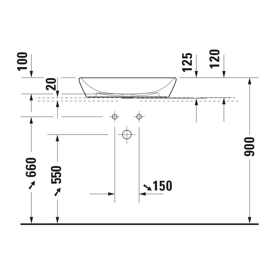 Waskom Duravit D-Neo Opbouw Ovaal 60x40x12.5 cm Hoogglans Wit